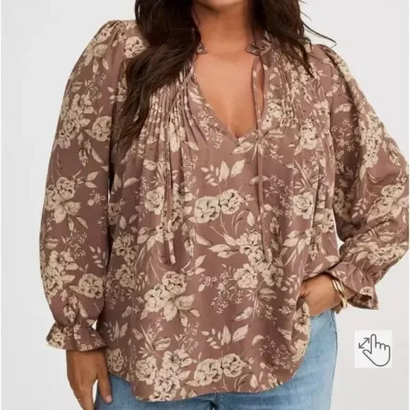 🌸 Torrid Plus Size Boho Long Sleeve Blouse – Size 4 🌸 - Picture 6 of 6